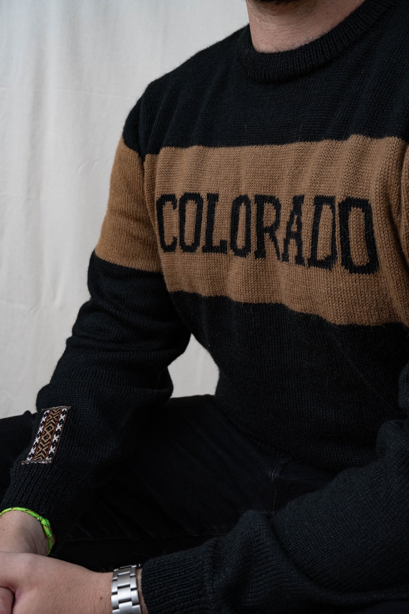 Colorado Black and Tan Alpaca Sweater