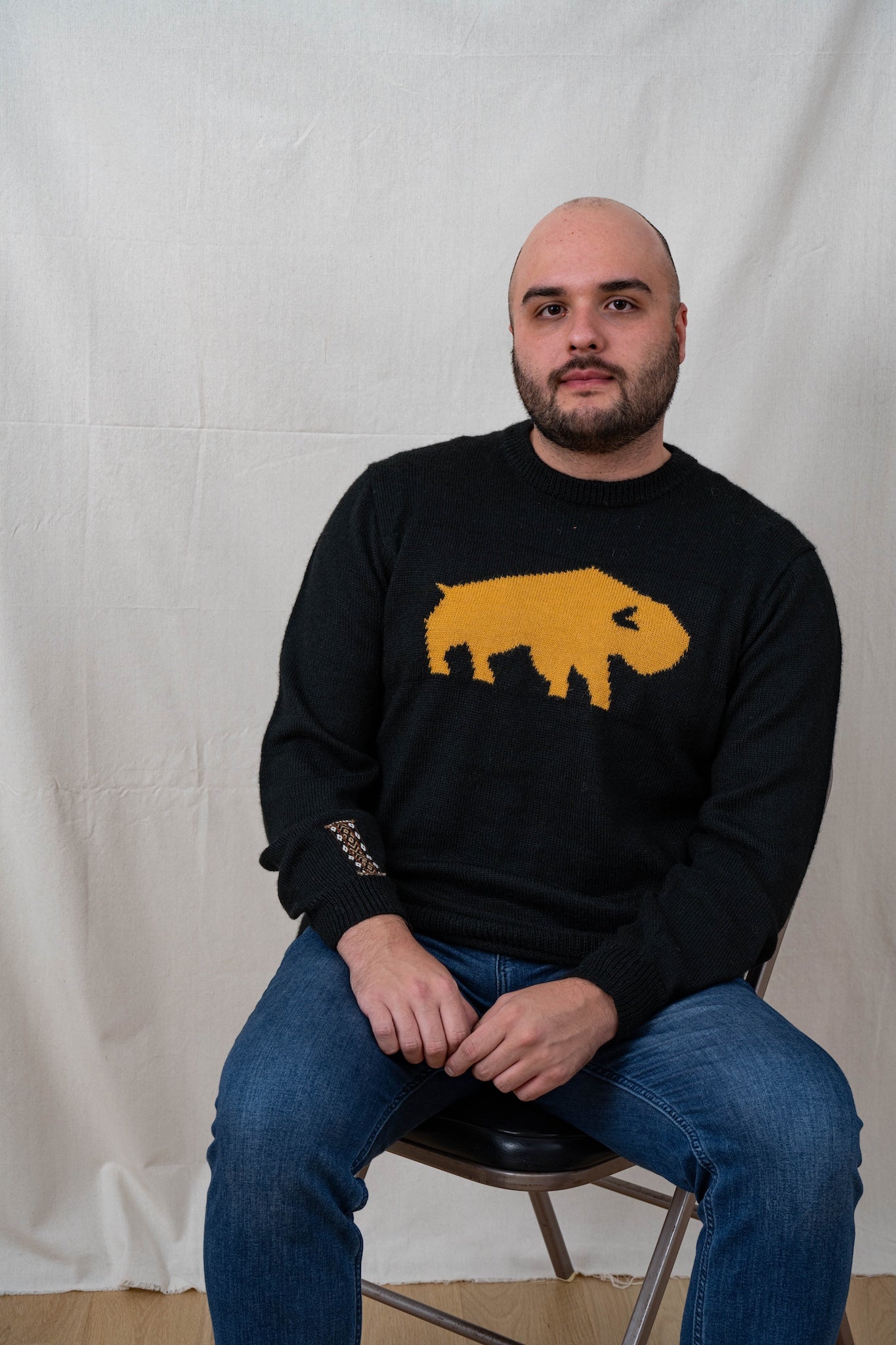 Black and Yellow Buffalo Alpaca Sweater
