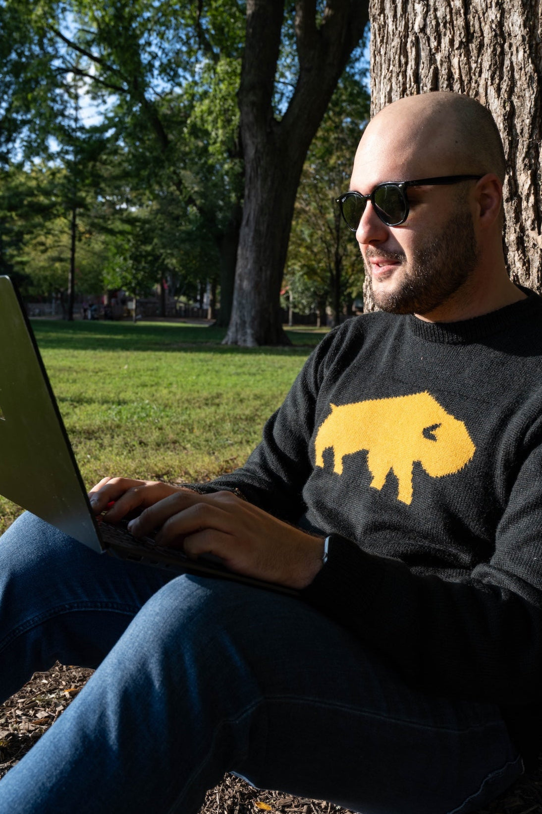 Black and Yellow Buffalo Alpaca Sweater