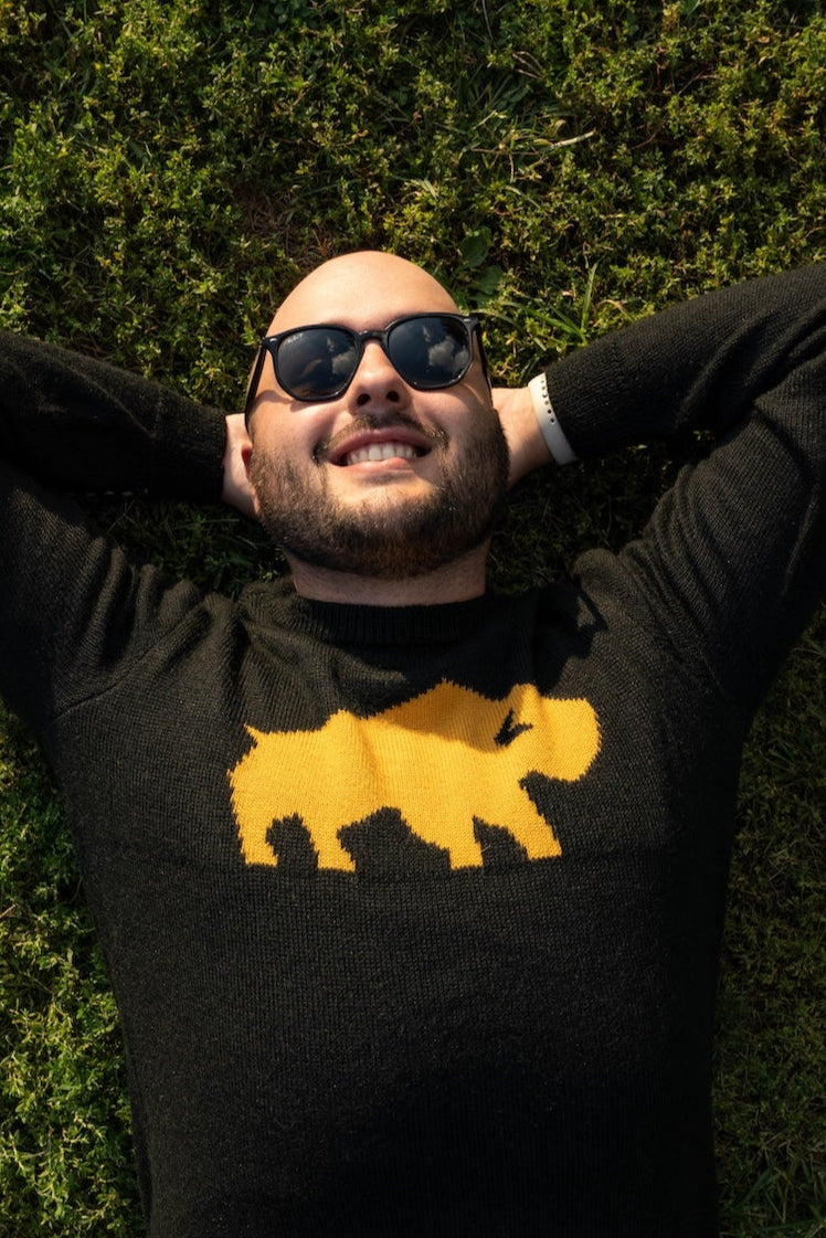 Black and Yellow Buffalo Alpaca Sweater