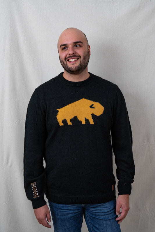 Black and Yellow Buffalo Alpaca Sweater